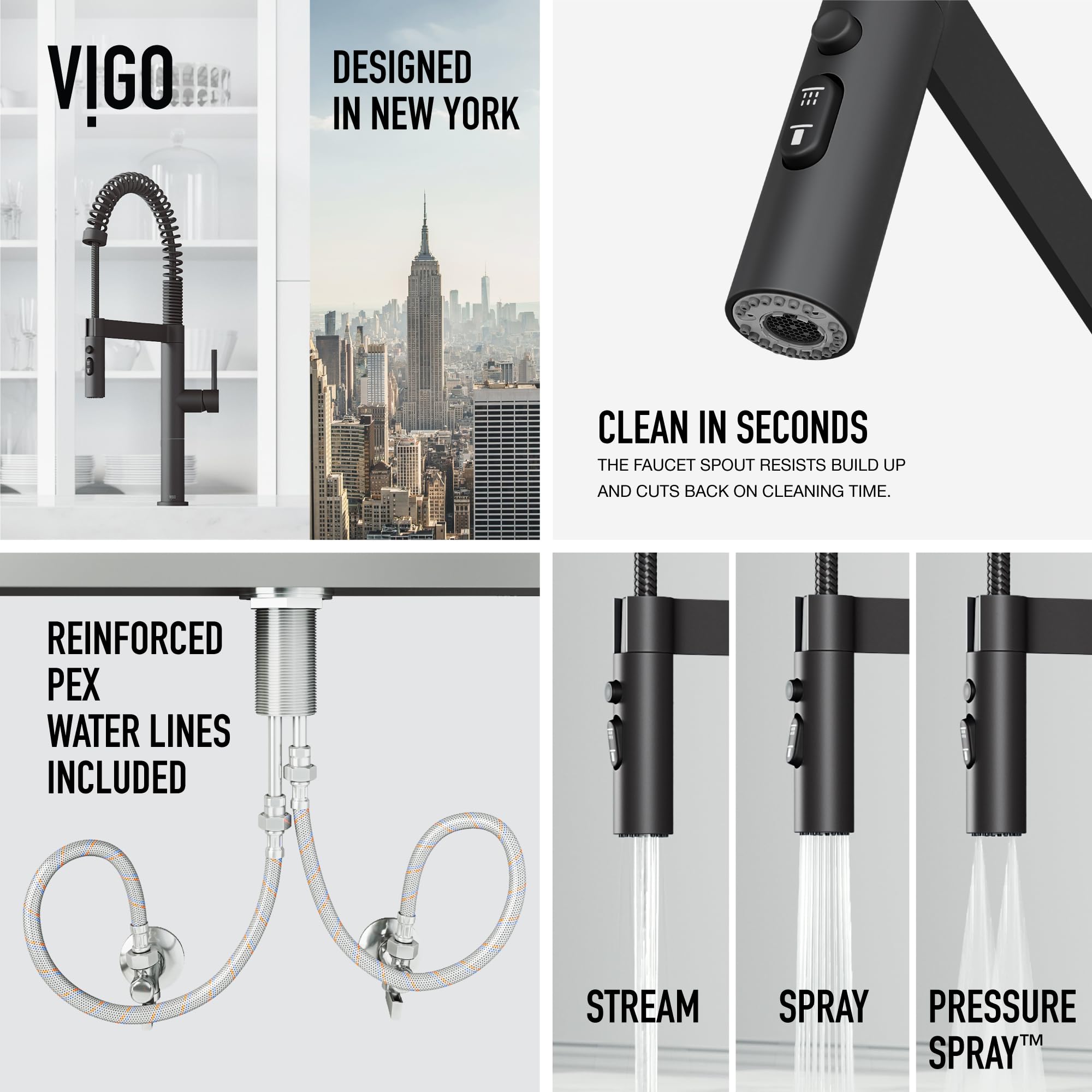 VIGO Edison Pro 20'' H Single Handle Pull Down Sprayer Kitchen